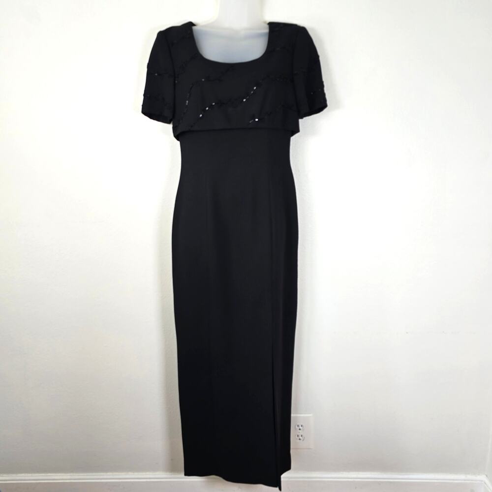 Liz Claiborne NIGHT Evening Gown Women's 4 Black Beaded Feminine Whimsigoth HOCO